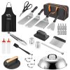 31Pcs Griddle Accessories Kit Flat Top Grill Accessories For Camp Chef with Spatulas Griddle Press Basting Cover Spice Shakers Vegetable Forks Steel S