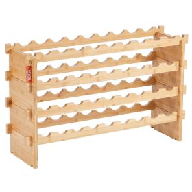 36 Bottle Stackable Modular Wine Rack, 4-Tier Solid Bamboo Wood Storage Racks, Floor Freestanding Wines Holder Display Shelf