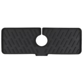 Silicone Faucet Mat Kitchen Sink Splash Guard Drain Mat Drying Pad Kitchen Mat Bathroom Drip Catcher (Option: Black)
