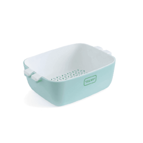 1pc 2 In 1 Multifunction Kitchen Colander; Strainer And Bowl Set; Double Layered Stackable Colander; Fruit And Vegetable Strainer; Drain Basin An (Color: Light Blue, size: small)