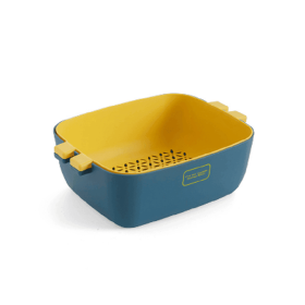 1pc 2 In 1 Multifunction Kitchen Colander; Strainer And Bowl Set; Double Layered Stackable Colander; Fruit And Vegetable Strainer; Drain Basin An (Color: Purplish Blue, size: small)
