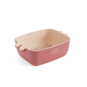 1pc 2 In 1 Multifunction Kitchen Colander; Strainer And Bowl Set; Double Layered Stackable Colander; Fruit And Vegetable Strainer; Drain Basin An (Color: Pink, size: small)