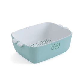 1pc 2 In 1 Multifunction Kitchen Colander; Strainer And Bowl Set; Double Layered Stackable Colander; Fruit And Vegetable Strainer; Drain Basin An (Color: Light Blue, size: large)